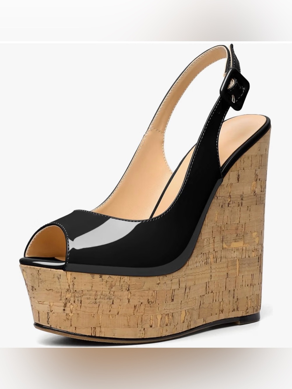 Yodeks Women’s Pumps Platform Wooden Sandals Wedge Heels Peeps Toe High